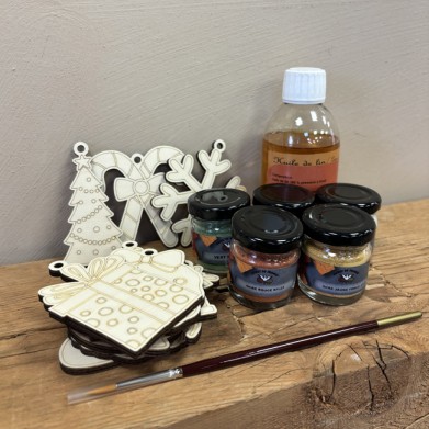 Kit peinture sur bois pour enfants, thème Noël