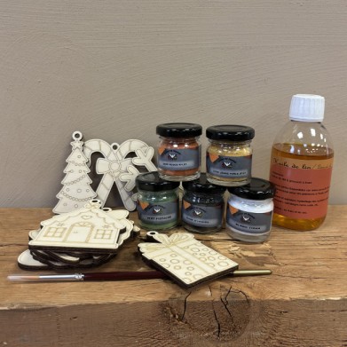 Kit peinture sur bois pour enfants, thème Noël