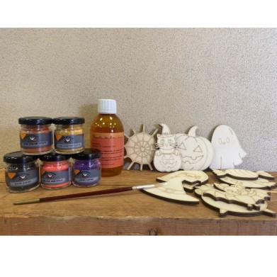 Kit peinture sur bois pour petits et grands, thème Halloween