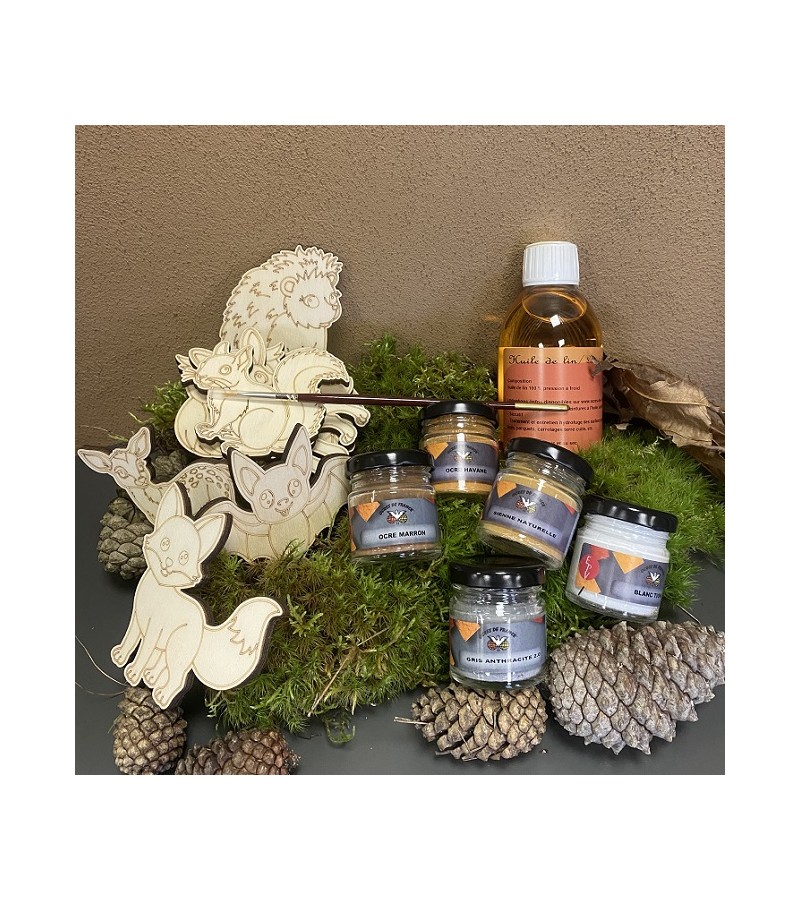 kit peinture à l'huile sur bois - animaux de la forêt