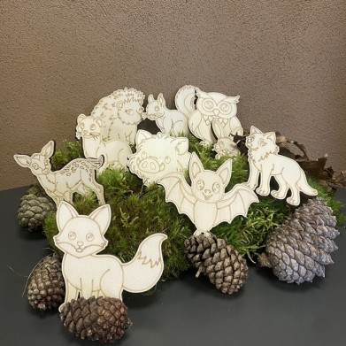 Wooden creations of forest animals
