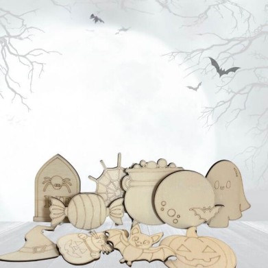KIT PEINTURE AQUARELLE SUR BOIS - HALLOWEEN MALEFIQUE