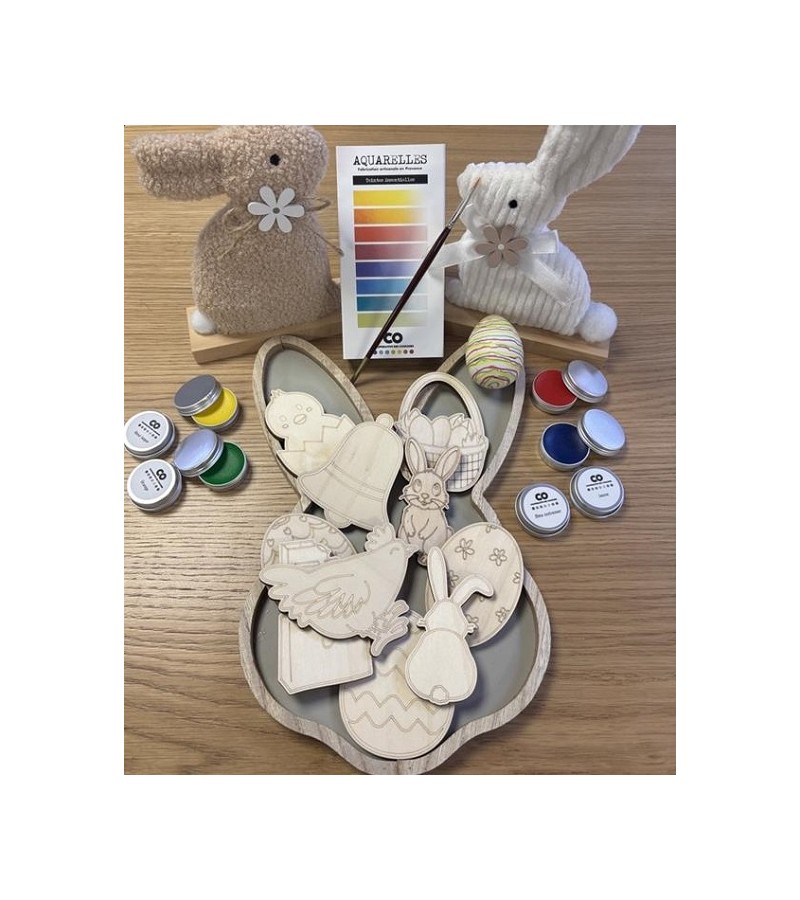 KIT PEINTURE AQUARELLE SUR BOIS - PAQUES BUCOLIQUE