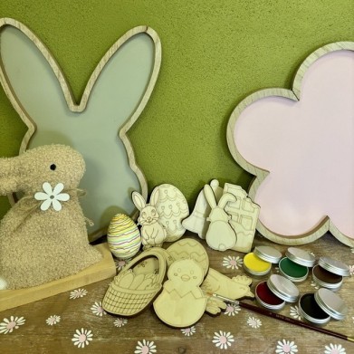 KIT PEINTURE AQUARELLE SUR BOIS - PAQUES BUCOLIQUE