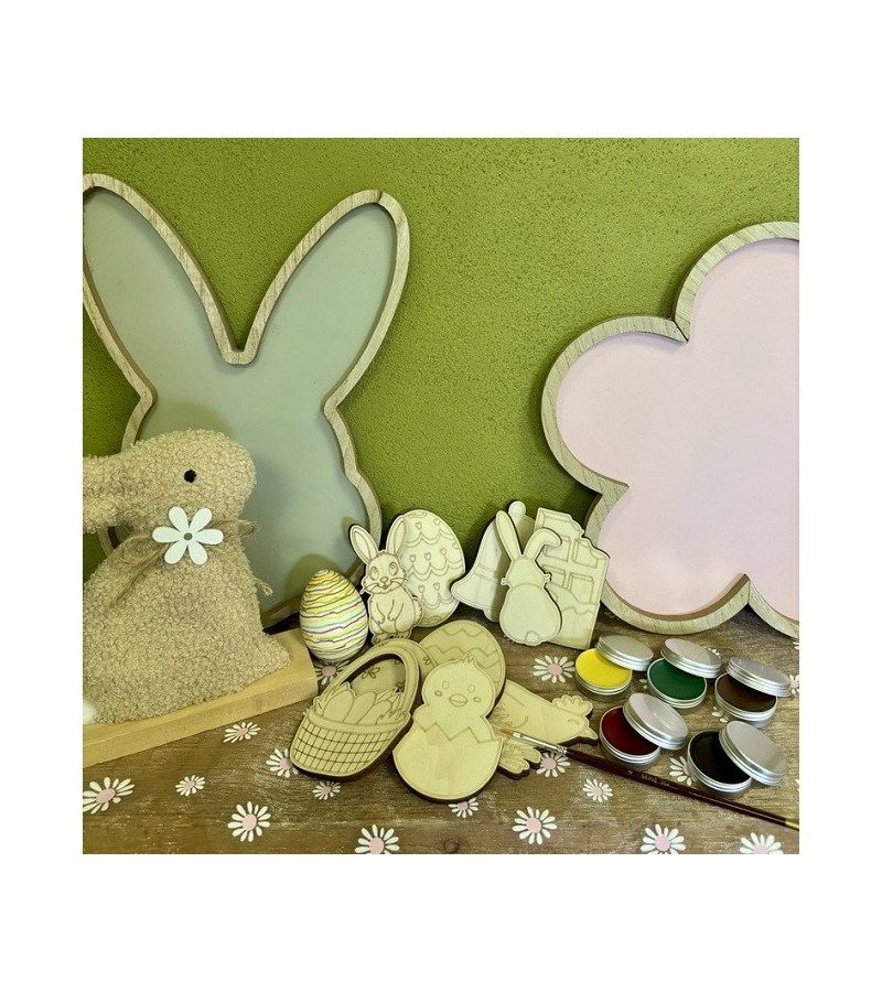 KIT PEINTURE AQUARELLE SUR BOIS - PAQUES BUCOLIQUE