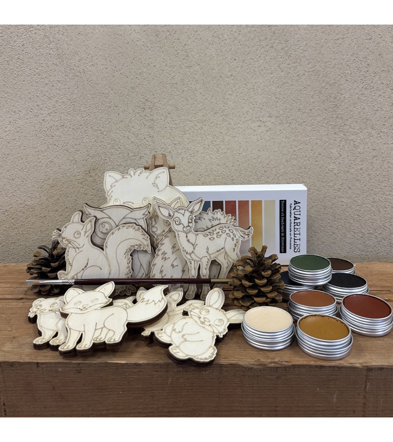 Kit peinture coffret aquarelle sur bois "Forêt fantastique"