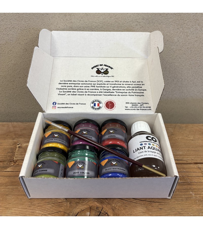 Coffret pigments & aquarelle | Printemps (boîte ouverte)