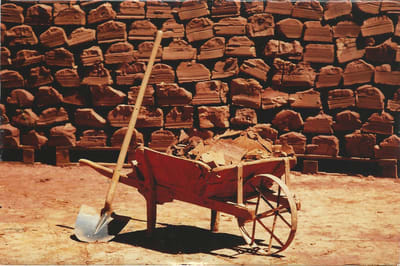 ocher brick wheelbarrow